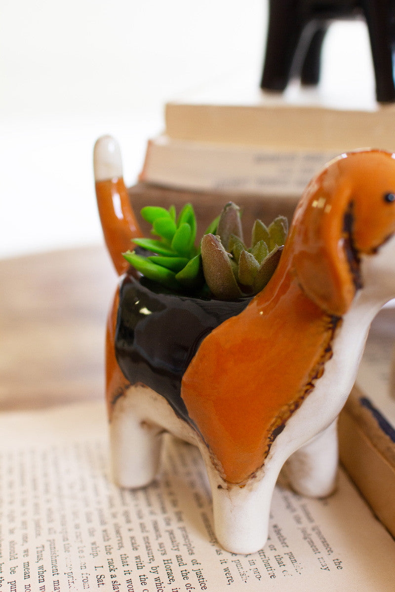 Ceramic Dog Planters Set Of 5 By Kalalou | Planters, Troughs & Cachepots | Modishstore - 2