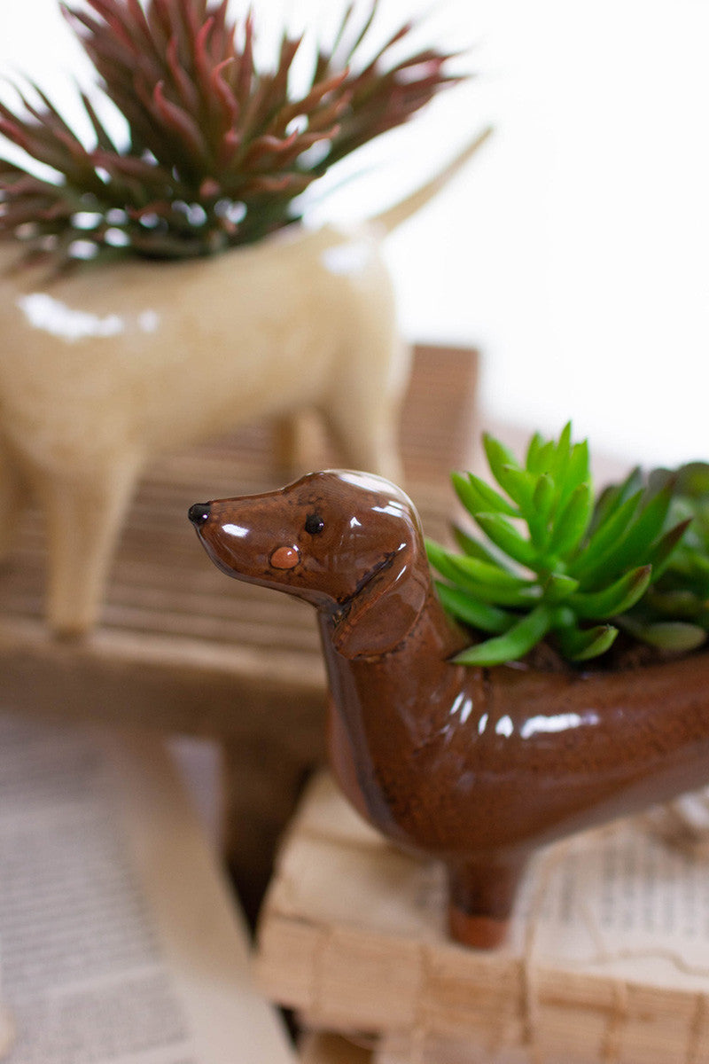 Ceramic Dog Planters Set Of 5 By Kalalou | Planters, Troughs & Cachepots | Modishstore - 4