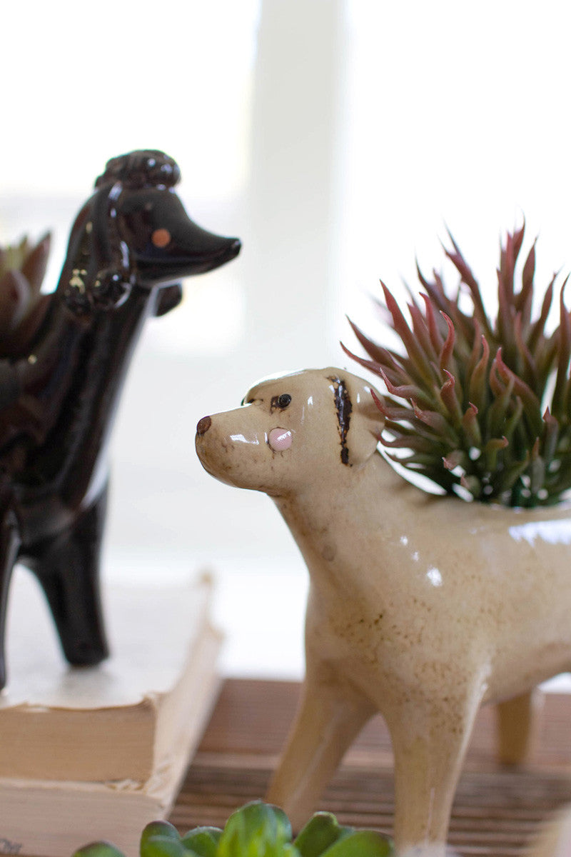 Ceramic Dog Planters Set Of 5 By Kalalou | Planters, Troughs & Cachepots | Modishstore - 5