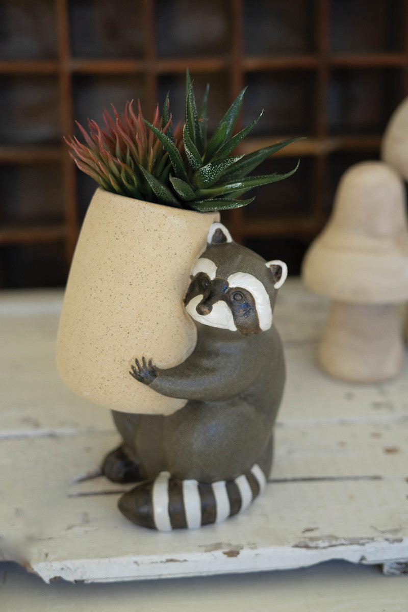 Ceramic Raccoon Planter By Kalalou | Planters, Troughs & Cachepots | Modishstore