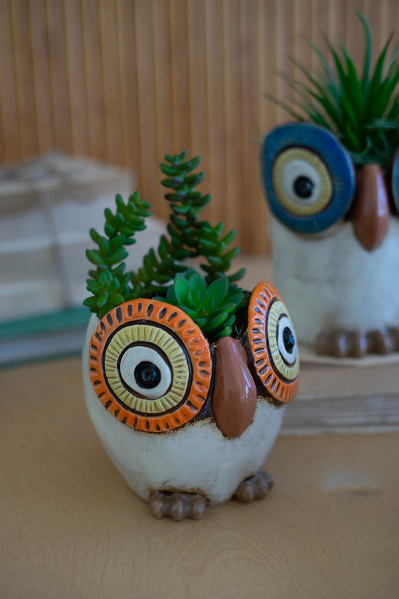 Set Of Three Ceramic Owl Planters By Kalalou | Planters, Troughs & Cachepots | Modishstore - 2