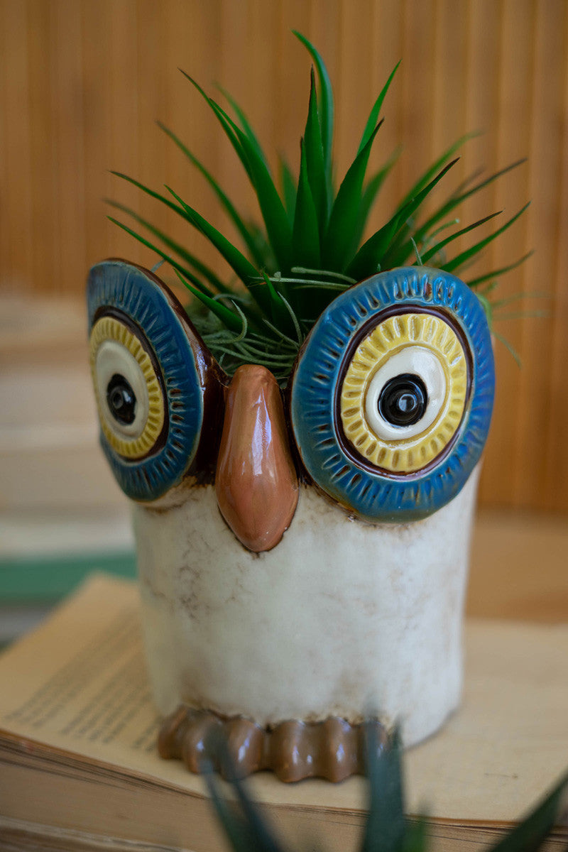 Set Of Three Ceramic Owl Planters By Kalalou | Planters, Troughs & Cachepots | Modishstore - 3