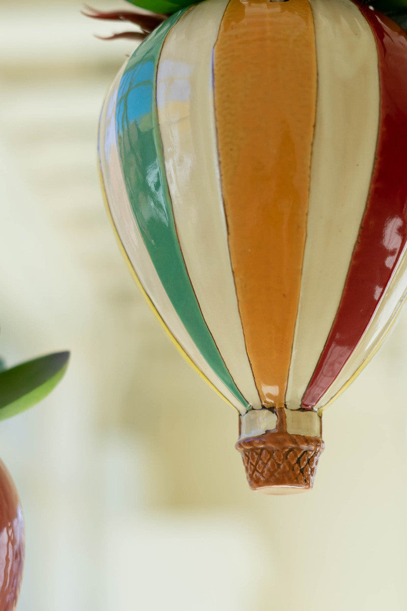 Set Of Two Ceramic Hot Air Balloon Hanging Planters By Kalalou | Planters, Troughs & Cachepots | Modishstore - 3