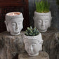 Vagabond Vintage Cement Buddha Head Planter - Set Of 2 | Modishstore | Planters, Troughs & Cachepots