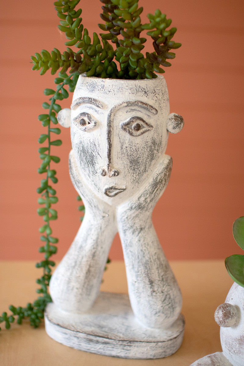 Ceramic Face Planters Set Of 2 By Kalalou | Planters, Troughs & Cachepots |  Modishstore 