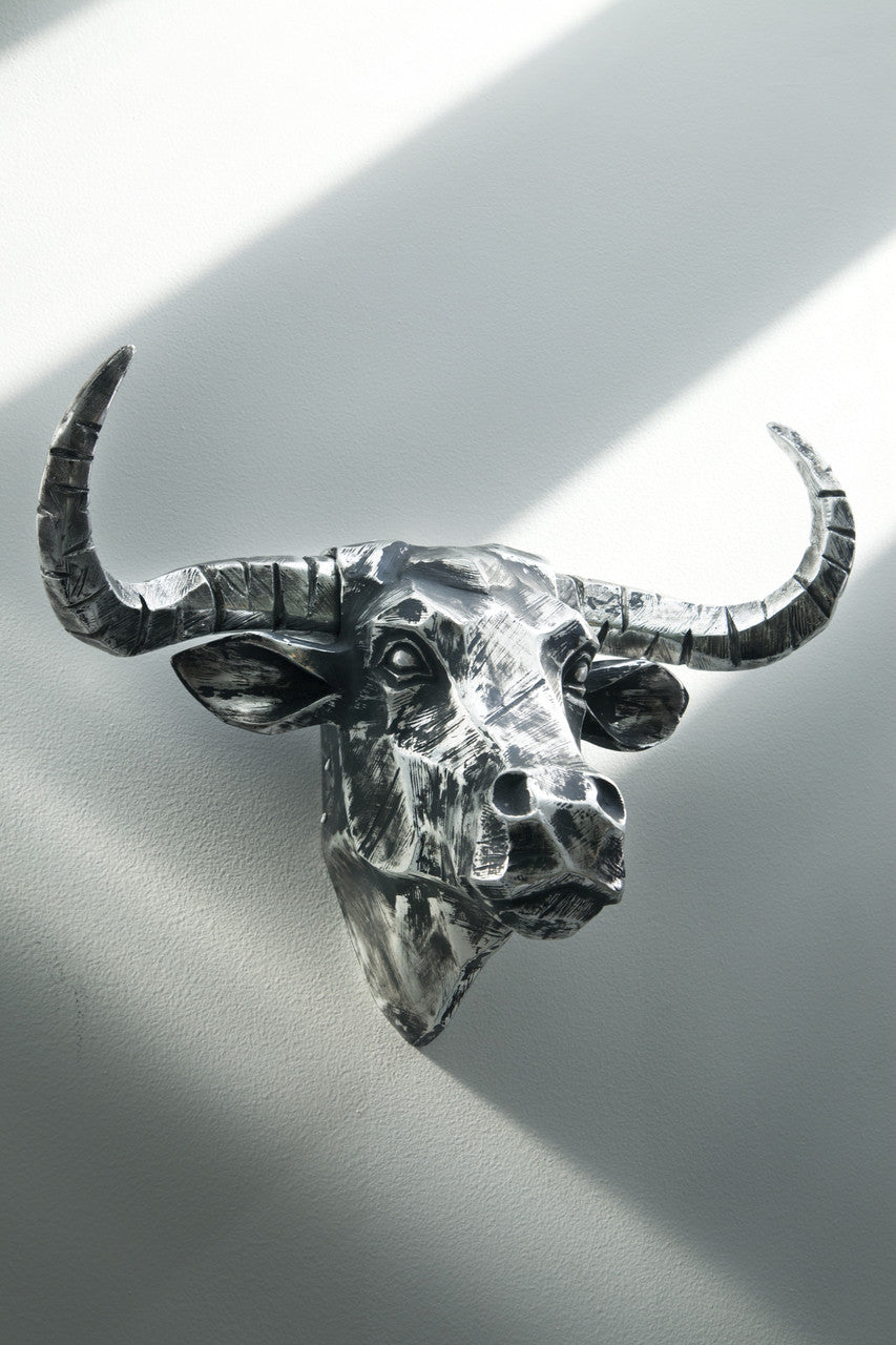 Interior Illusions Plus Bull Head Chrome Taxidermy | Trophy Head | Modishstore