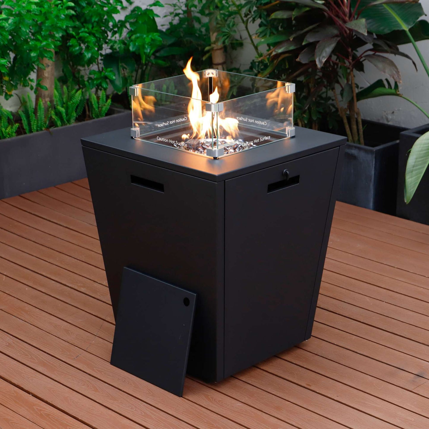 LeisureMod Chelsea Aluminum Patio Modern Propane Fire Pit Side Table | Outdoor Tables | Modishstore - 2