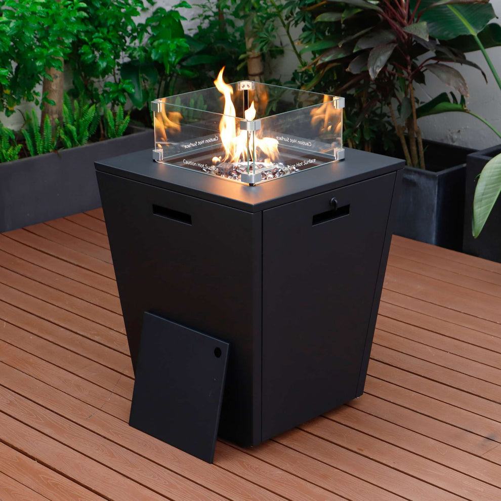 LeisureMod Chelsea Aluminum Patio Modern Propane Fire Pit Side Table | Outdoor Tables | Modishstore - 2