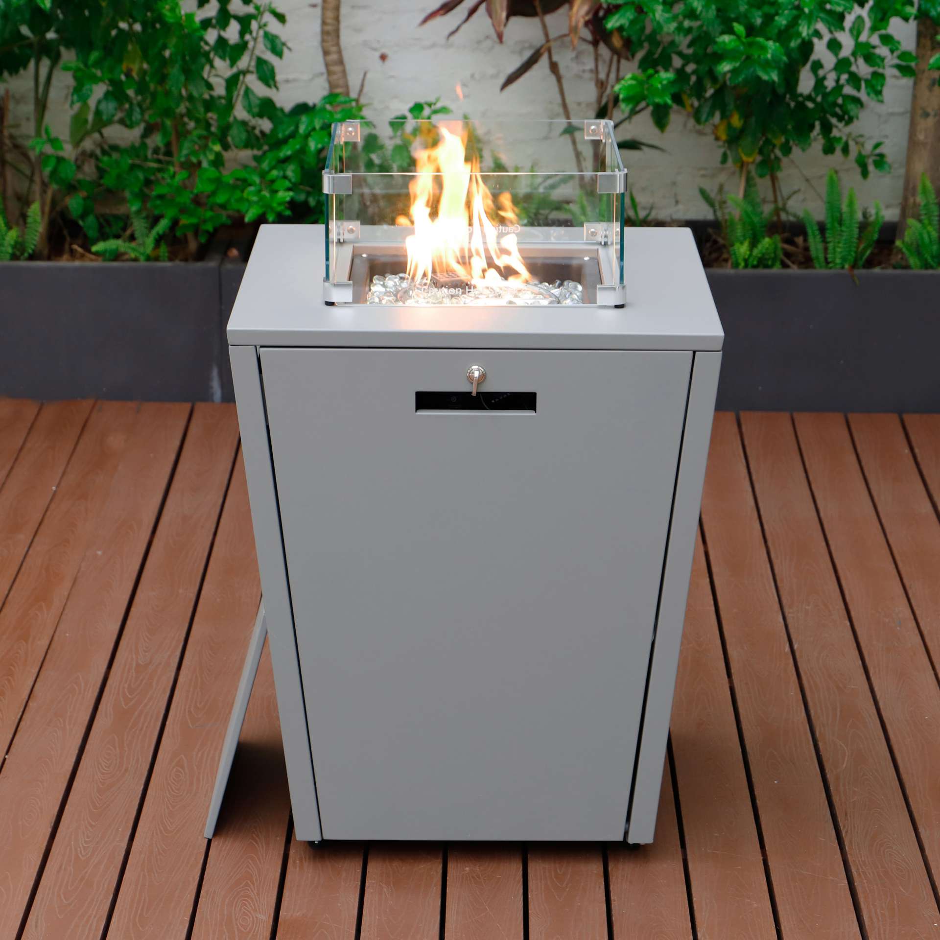 LeisureMod Chelsea Aluminum Patio Modern Propane Fire Pit Side Table | Outdoor Tables | Modishstore - 12