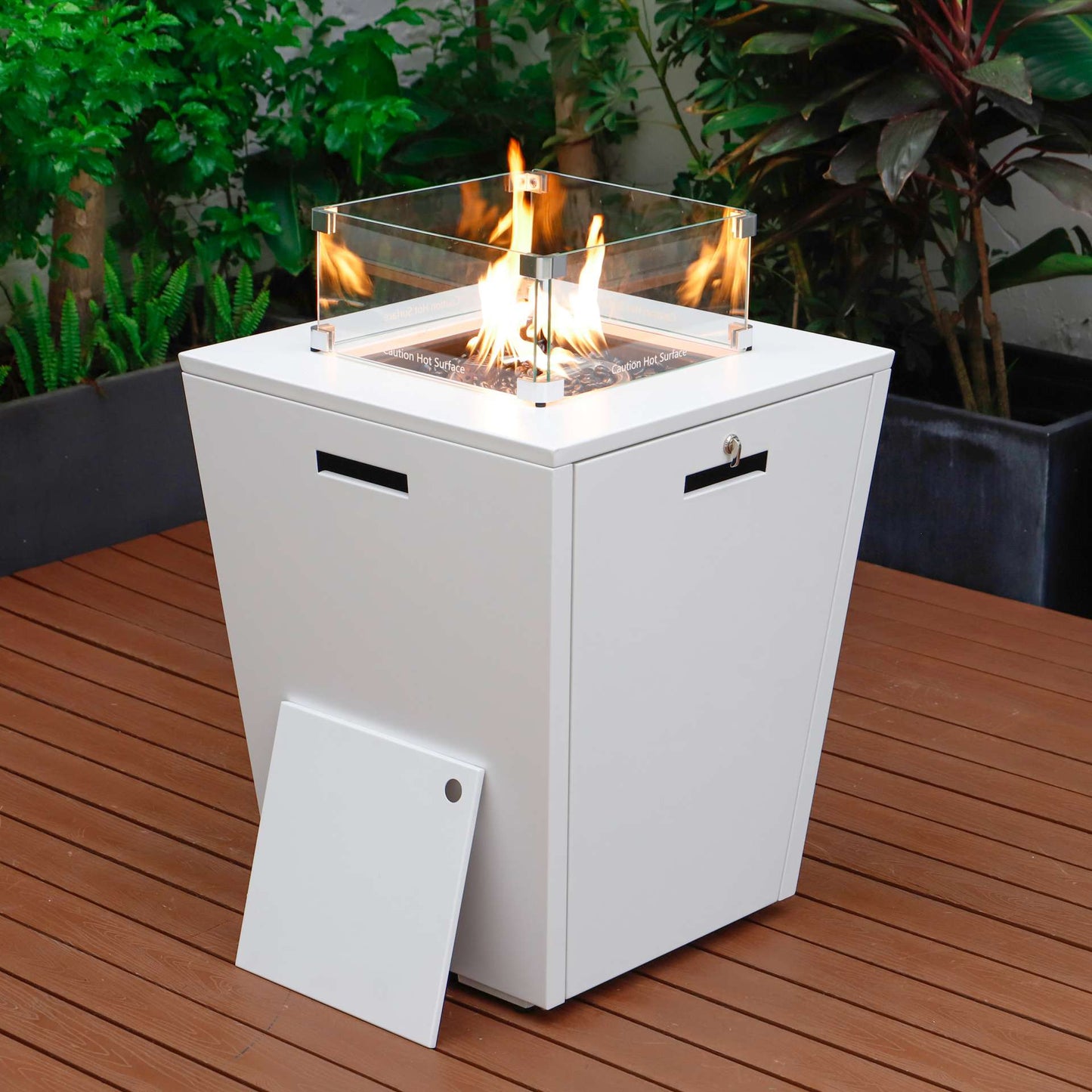 LeisureMod Chelsea Aluminum Patio Modern Propane Fire Pit Side Table | Outdoor Tables | Modishstore - 19
