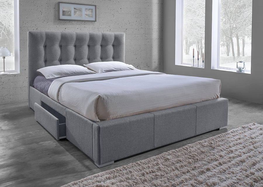Baxton Studio Sarter Contemporary King-Size Bed with 2-drawer | Beds | Modishstore