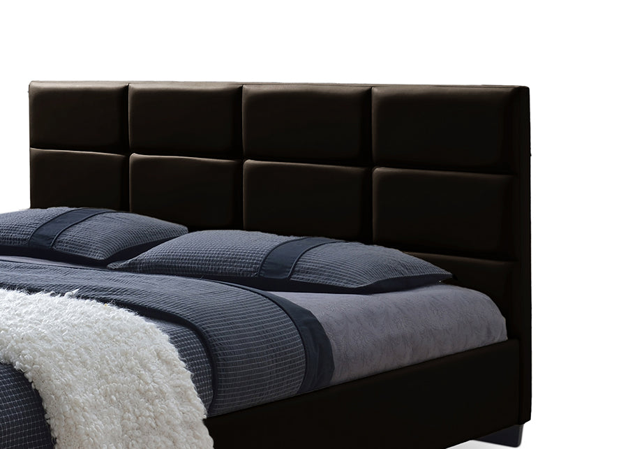 Baxton Studio Vivaldi Modern and Contemporary Dark Brown Faux Leather Padded Platform Base Full Size Bed Frame | Beds | Modishstore - 3