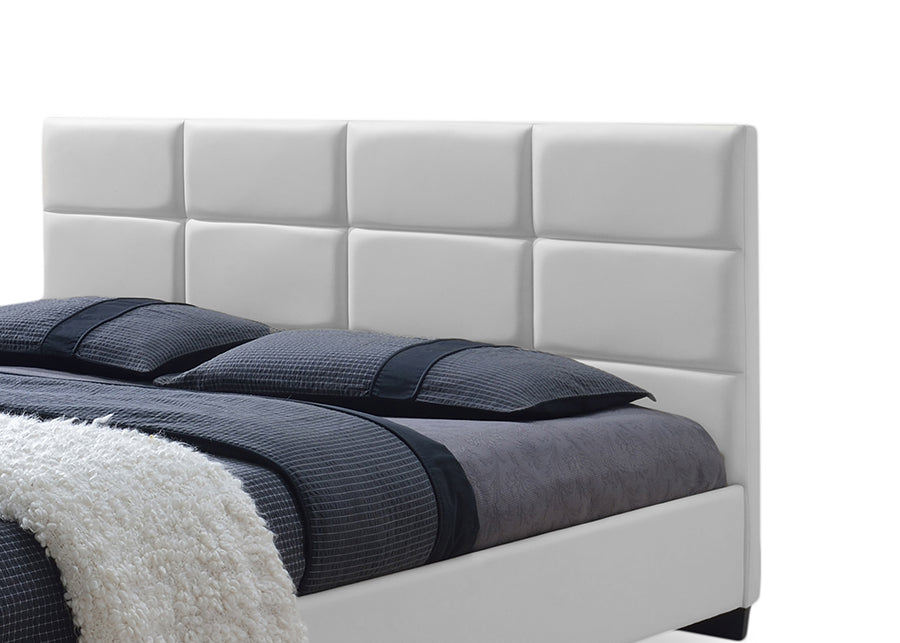 Baxton Studio Vivaldi Modern and Contemporary White Faux Leather Padded Platform Base Full Size Bed Frame | Beds | Modishstore - 3