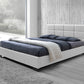 Baxton Studio Vivaldi Modern and Contemporary White Faux Leather Padded Platform Base Full Size Bed Frame | Beds | Modishstore