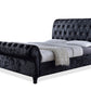 baxton studio castello black velvet upholstered faux crystal buttoned sleigh queen platform bed | Modish Furniture Store-2