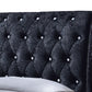 baxton studio castello black velvet upholstered faux crystal buttoned sleigh king platform bed | Modish Furniture Store-3