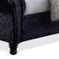 baxton studio castello black velvet upholstered faux crystal buttoned sleigh queen platform bed | Modish Furniture Store-4