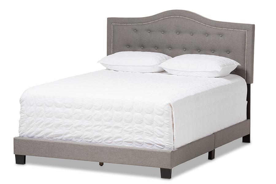 baxton studio emerson modern and contemporary light grey fabric upholstered queen size bed | Modish Furniture Store-2