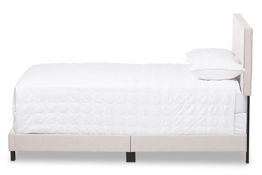 baxton studio hampton modern and contemporary light beige fabric upholstered full size bed | Modish Furniture Store-3
