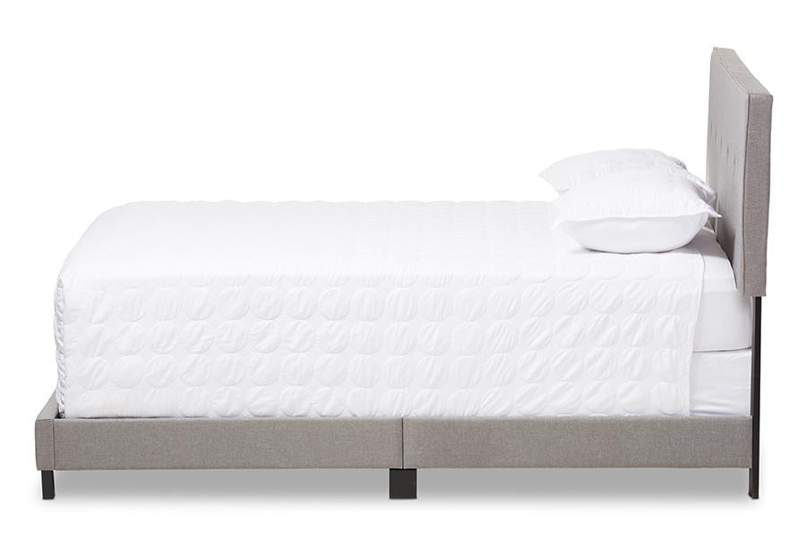 baxton studio hampton modern and contemporary light grey fabric upholstered queen size bed | Modish Furniture Store-2