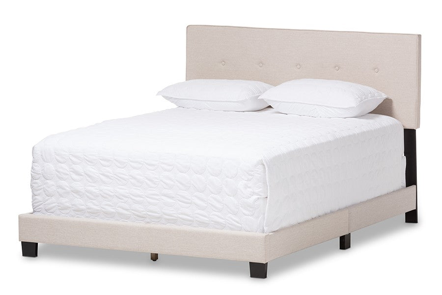 Baxton Studio Hampton Modern and Contemporary Light Beige Fabric Upholstered King Size Bed | Modishstore | Beds-2