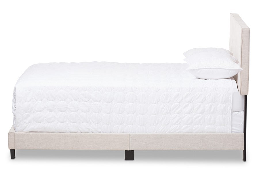 Baxton Studio Hampton Modern and Contemporary Light Beige Fabric Upholstered King Size Bed | Modishstore | Beds-3