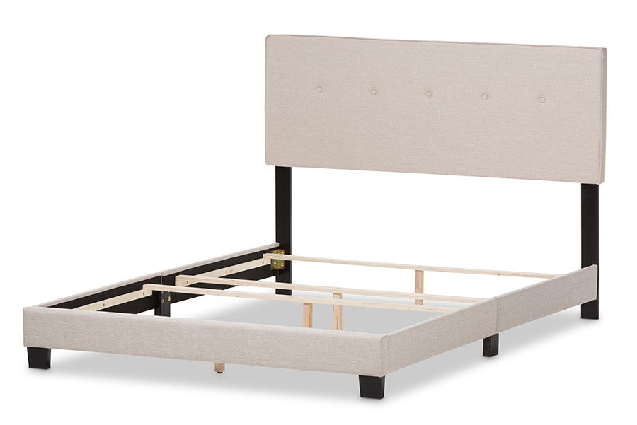 Baxton Studio Hampton Modern and Contemporary Light Beige Fabric Upholstered King Size Bed | Modishstore | Beds-4