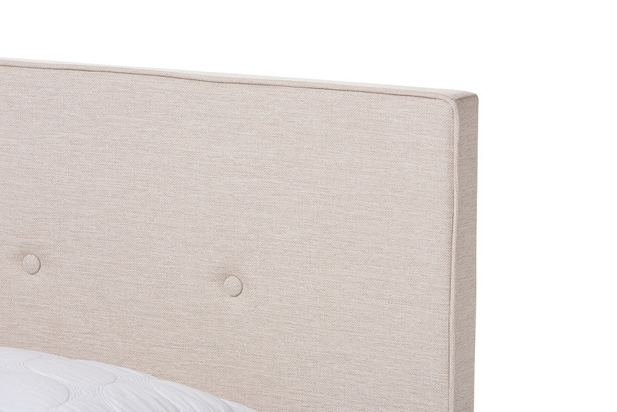 Baxton Studio Hampton Modern and Contemporary Light Beige Fabric Upholstered King Size Bed | Modishstore | Beds-5