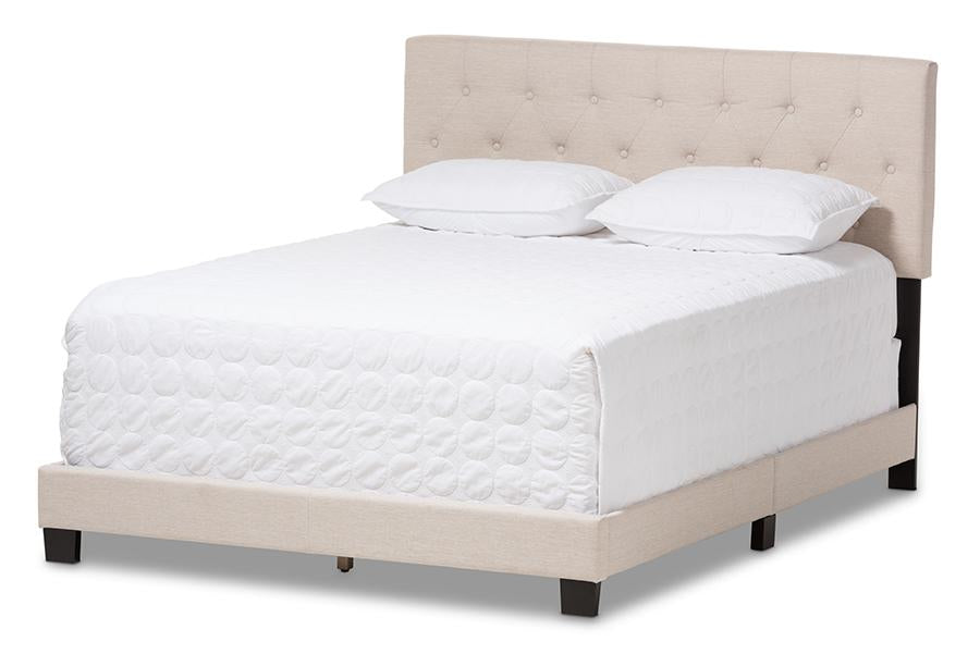 baxton studio cassandra modern and contemporary light beige fabric upholstered queen size bed | Modish Furniture Store-2