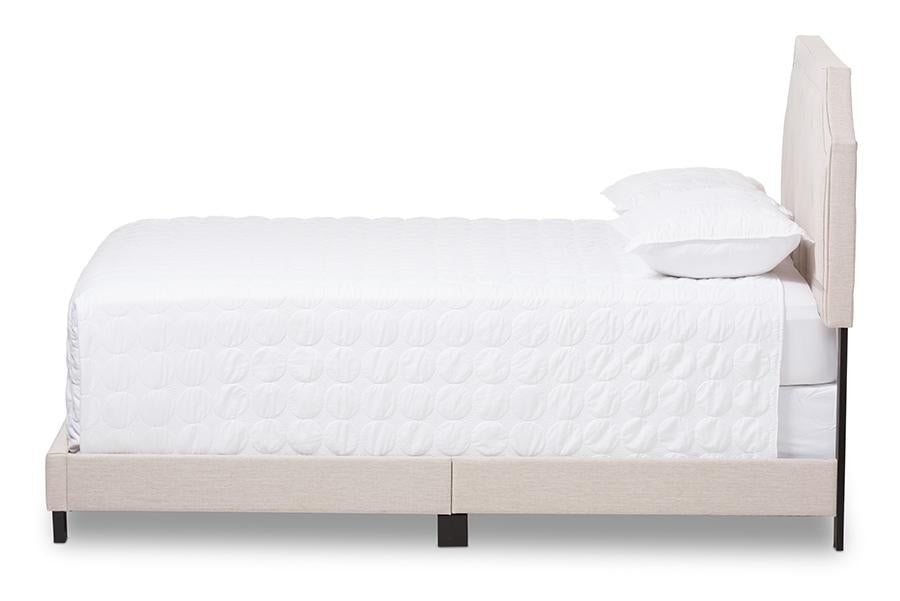 baxton studio willis modern and contemporary light beige fabric upholstered king size bed | Modish Furniture Store-3
