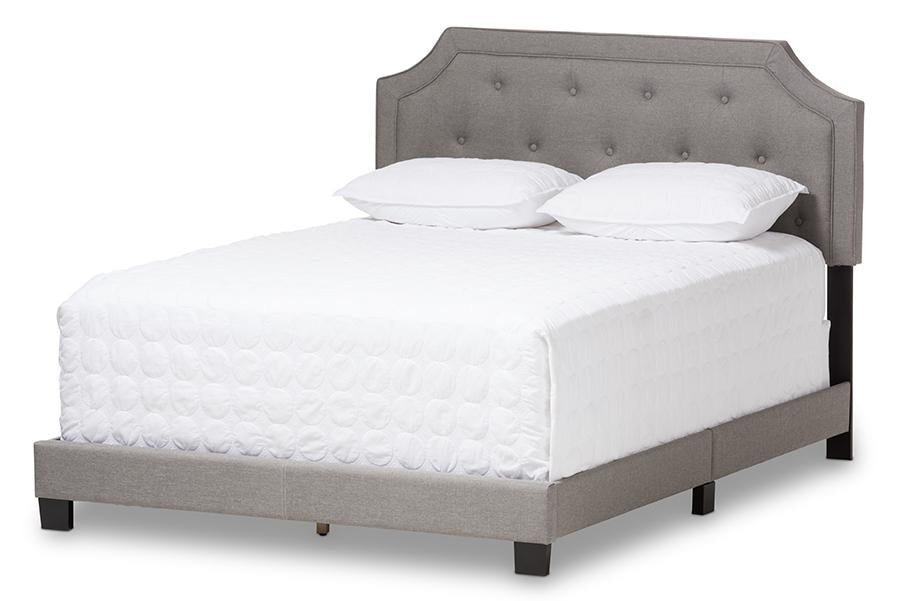 baxton studio willis modern and contemporary light grey fabric upholstered full size bed | Modish Furniture Store-3