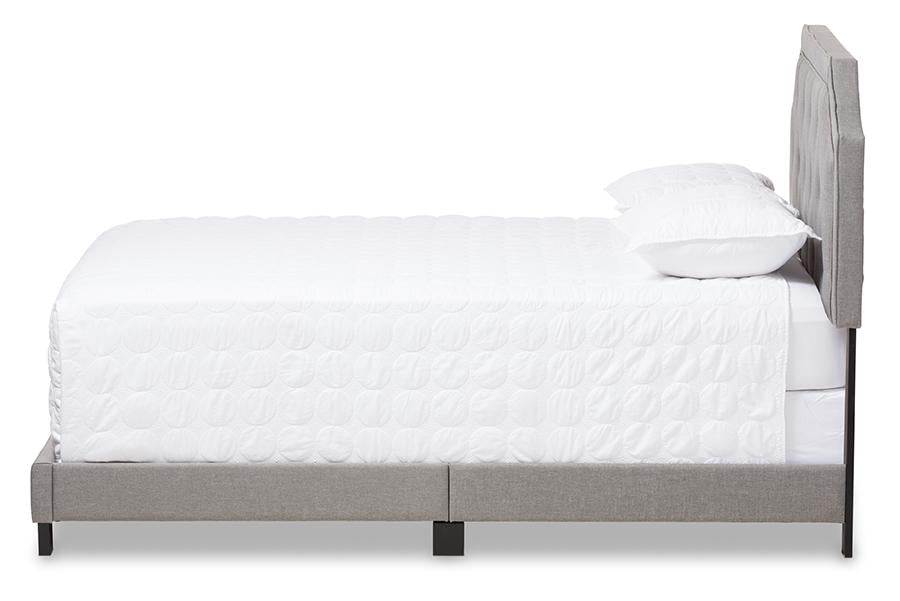baxton studio willis modern and contemporary light grey fabric upholstered full size bed | Modish Furniture Store-2