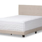 baxton studio brookfield modern and contemporary beige fabric upholstered grid tufting king size bed | Modish Furniture Store-2