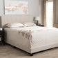 Baxton Studio Brookfield Modern and Contemporary Beige Fabric Upholstered Grid-tufting King Size Bed | Modishstore | Beds