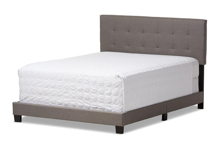 baxton studio brookfield modern and contemporary charcoal grey fabric queen size bed | Modish Furniture Store-2