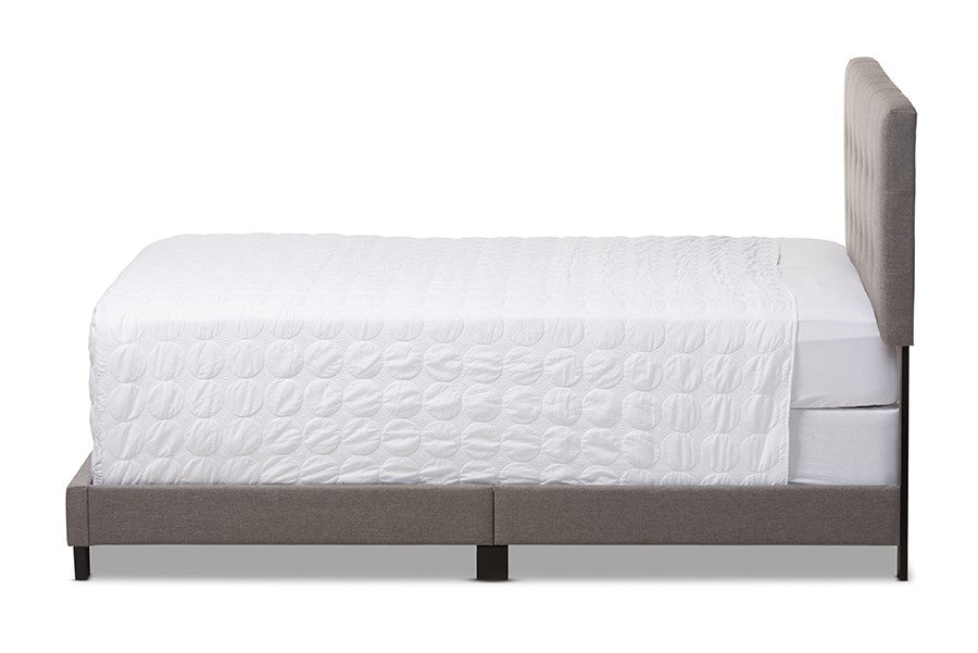 Baxton Studio Brookfield Modern and Contemporary Grey Fabric Upholstered Grid-tufting Queen Size Bed | Modishstore | Beds-4