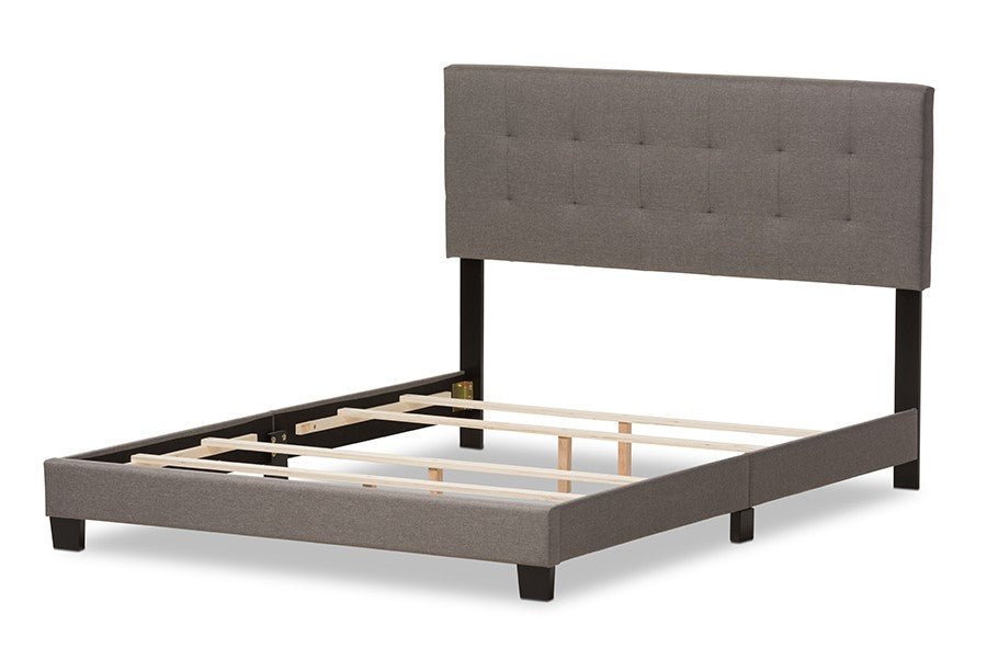 Baxton Studio Brookfield Modern and Contemporary Grey Fabric Upholstered Grid-tufting Queen Size Bed | Modishstore | Beds-5