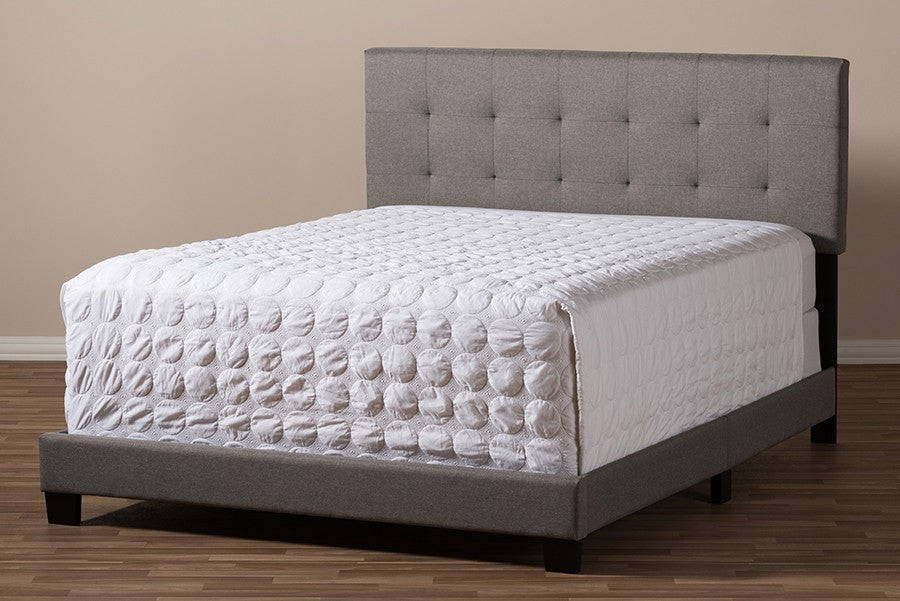 Baxton Studio Brookfield Modern and Contemporary Grey Fabric Upholstered Grid-tufting Queen Size Bed | Modishstore | Beds-2