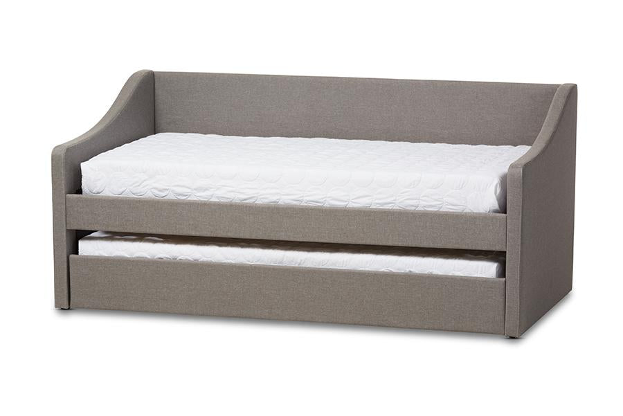 baxton studio barnstorm modern and contemporary grey fabric upholstered daybed with guest trundle bed | Modish Furniture Store-3