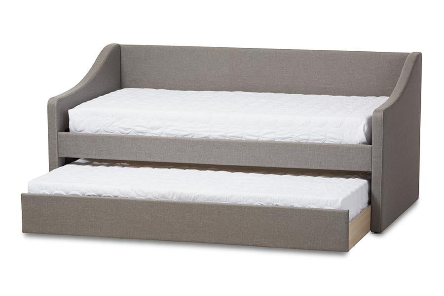 baxton studio barnstorm modern and contemporary grey fabric upholstered daybed with guest trundle bed | Modish Furniture Store-2