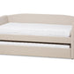 baxton studio camino modern and contemporary beige fabric upholstered daybed with guest trundle bed | Modish Furniture Store-3