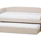 baxton studio camino modern and contemporary beige fabric upholstered daybed with guest trundle bed | Modish Furniture Store-2