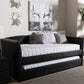 Baxton Studio Camino Modern and Contemporary Black Faux Leather Upholstered Daybed with Guest Trundle Bed | Modishstore | Daybeds