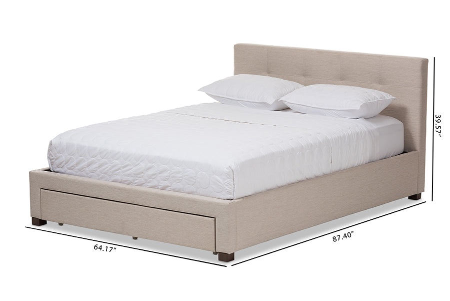 baxton studio brandy modern and contemporary beige fabric upholstered king size storage platform bed | Modish Furniture Store-12