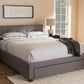 Baxton Studio Brandy Modern and Contemporary Grey Fabric Upholstered King Size Platform Bed with Storage Drawer | Modishstore | Beds