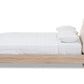 baxton studio adelia mid century light beige whitewash queen size platform bed | Modish Furniture Store-3
