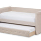 baxton studio alena modern and contemporary light beige fabric daybed with trundle | Modish Furniture Store-3