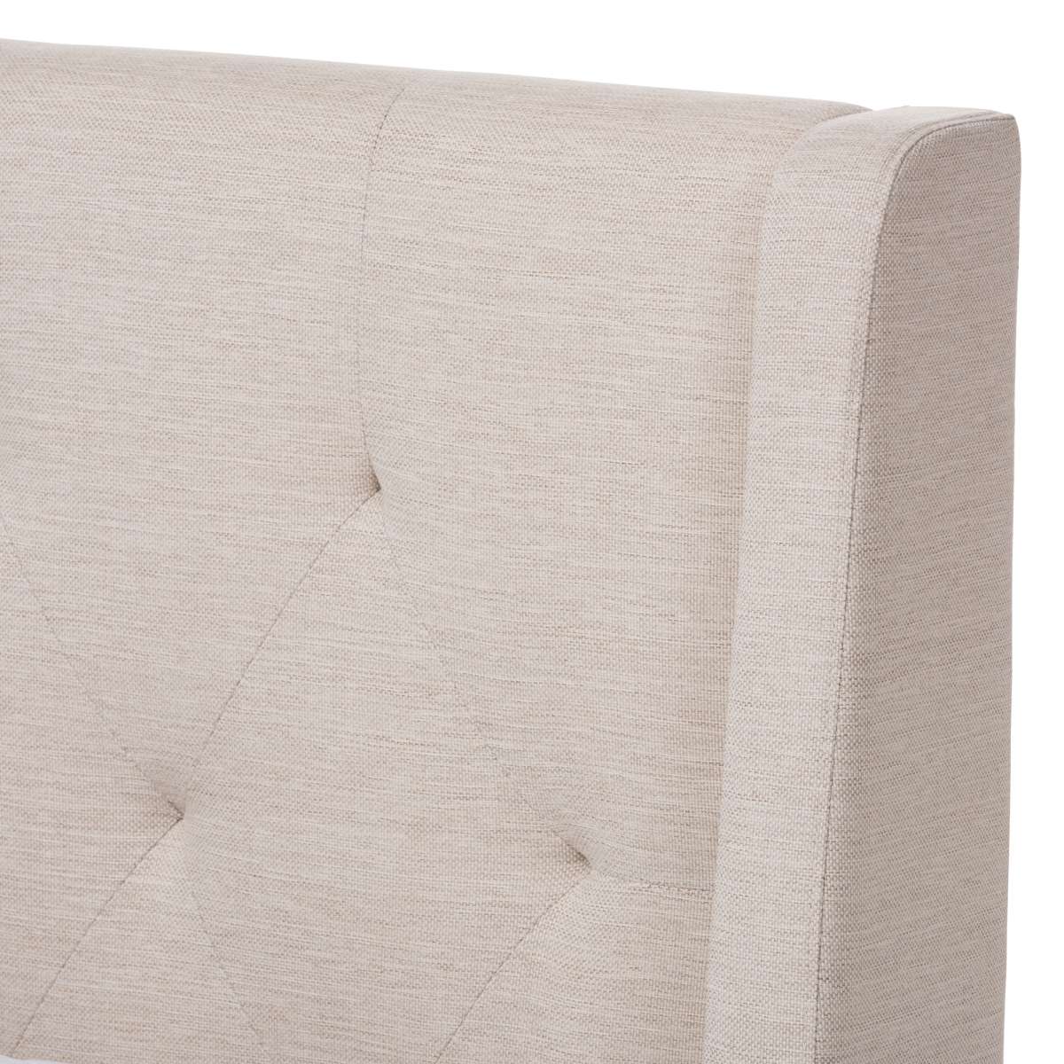 Baxton Studio Adelaide Retro Modern Light Beige Fabric Upholstered King Size Platform Bed | Beds | Modishstore - 6