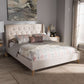 Baxton Studio Adelaide Retro Modern Light Beige Fabric Upholstered King Size Platform Bed | Beds | Modishstore