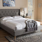 Baxton Studio Adelaide Retro Modern Light Grey Fabric Upholstered Queen Size Platform Bed | Modishstore | Beds
